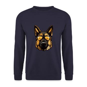 German Shepherd Dog Head Portrait Cool - Unisex Sweatshirt - navy - Front - Alina (178cm) & Michal (187cm)