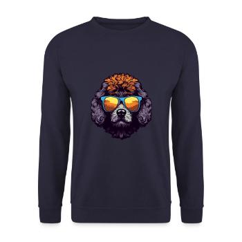 Pudel Hund Kopf Porträt Cool - Unisex Pullover - Navy - Vorne - Alina (178cm) & Michal (187cm)