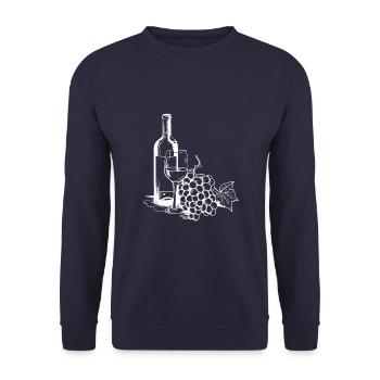 Wine Glass Grapes Wine - Unisex Sweatshirt - navy - Front - Alina (178cm) & Michal (187cm)