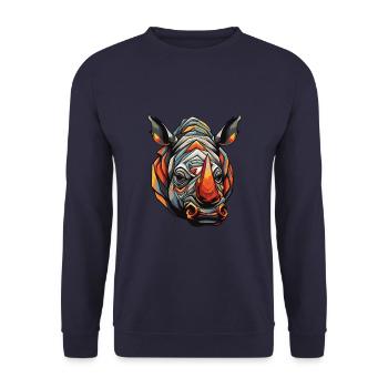 Rhinoceros Portrait - Unisex Sweatshirt - navy - Front - Alina (178cm) & Michal (187cm)