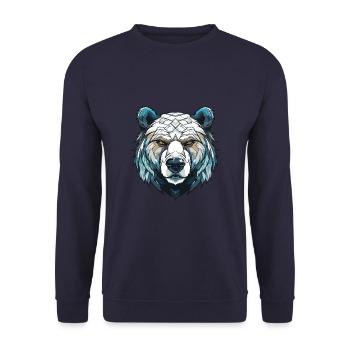 Polar Bear Portrait Polar Bear - Unisex Sweatshirt - navy - Front - Alina (178cm) & Michal (187cm)