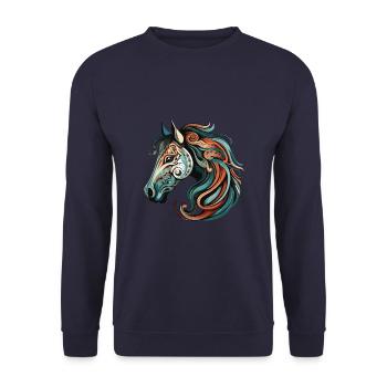 Horse Portrait - Unisex Sweatshirt - navy - Front - Alina (178cm) & Michal (187cm)