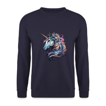 Unicorn Portrait - Unisex Sweatshirt - navy - Front - Alina (178cm) & Michal (187cm)