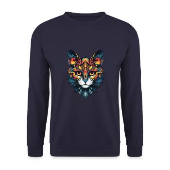 Cat Portrait - Unisex Sweatshirt - navy - Front - Alina (178cm) & Michal (187cm)