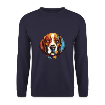 Beagle Hund Portrait - Unisex Pullover - Navy - Vorne - Alina (178cm) & Michal (187cm)