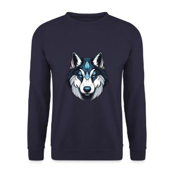 Portrait de chien husky - Sweat-shirt Unisexe - marine - Devant - Alina (178cm) & Michal (187cm)