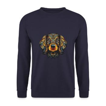 Dachshund Dog Portrait Dachshund - Unisex Sweatshirt - navy - Front - Alina (178cm) & Michal (187cm)