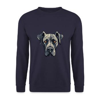 Great Dane Dog Portrait - Unisex Sweatshirt - navy - Front - Alina (178cm) & Michal (187cm)
