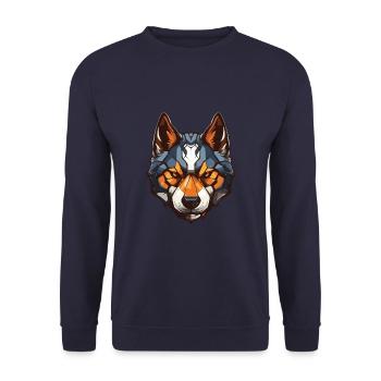 Akita Hund Portrait - Unisex Pullover - Navy - Vorne - Alina (178cm) & Michal (187cm)