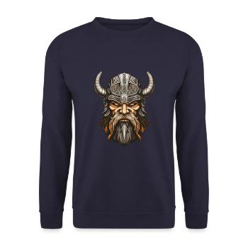 Wikinger Krieger Valhalla Odin - Unisex Pullover - Navy - Vorne - Alina (178cm) & Michal (187cm)