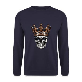 Skull King Crown - Unisex Sweatshirt - navy - Front - Alina (178cm) & Michal (187cm)