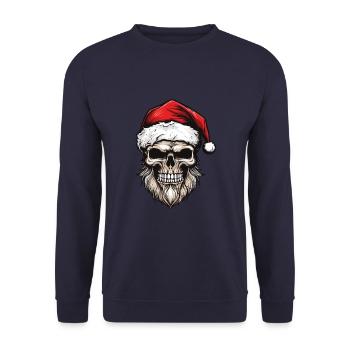 Santa Claus Skull - Unisex Sweatshirt - navy - Front - Alina (178cm) & Michal (187cm)