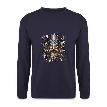 Viking Head Helmet Odin - Unisex Sweatshirt - navy - Front - Alina (178cm) & Michal (187cm)