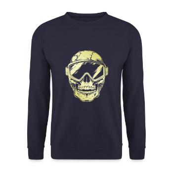 Ski Ski Goggles Skull - Unisex Sweatshirt - navy - Front - Alina (178cm) & Michal (187cm)