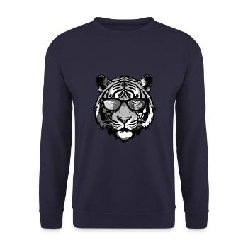 Tiger Kopf Porträt Cool - Unisex Pullover - Navy - Vorne - Alina (178cm) & Michal (187cm)