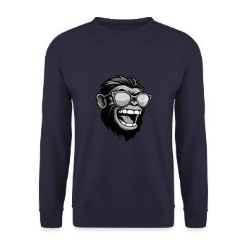Monkey Head Portrait Funny - Unisex Sweatshirt - navy - Front - Alina (178cm) & Michal (187cm)