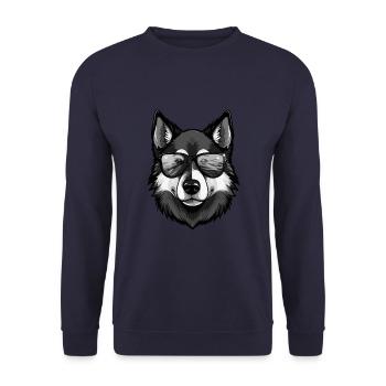 Husky Chien Tête Portrait Cool - Sweat-shirt Unisexe - marine - Devant - Alina (178cm) & Michal (187cm)
