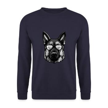 German Shepherd Dog Head Portrait Cool - Unisex Sweatshirt - navy - Front - Alina (178cm) & Michal (187cm)