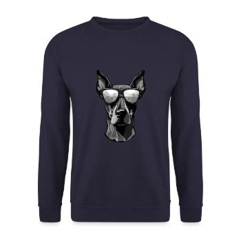 Doberman Dog Head Portrait Cool - Unisex Sweatshirt - navy - Front - Alina (178cm) & Michal (187cm)
