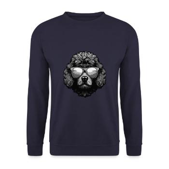 Pudel Hund Kopf Porträt Cool - Unisex Pullover - Navy - Vorne - Alina (178cm) & Michal (187cm)