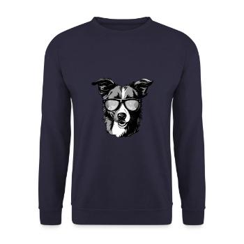 Border Collie Chien Tête Portrait Cool - Sweat-shirt Unisexe - marine - Devant - Alina (178cm) & Michal (187cm)