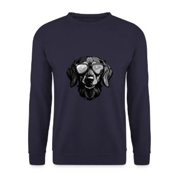 Dachshund Hund Kopf Porträt Dackel - Unisex Pullover - Navy - Vorne - Alina (178cm) & Michal (187cm)