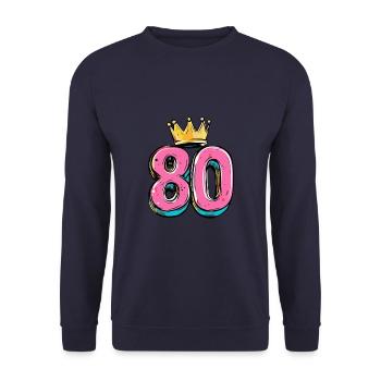 80 Zahl Trikot Krone - Unisex Pullover - Navy - Vorne - Alina (178cm) & Michal (187cm)