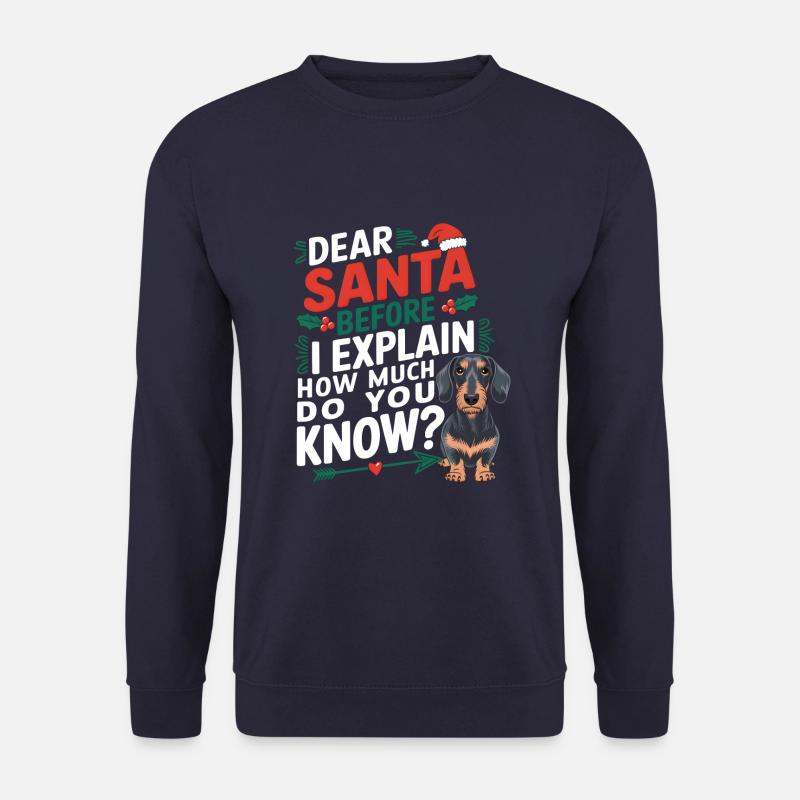 Santa how much do you know? Dackel Weihnachten - Unisex Pullover - Navy