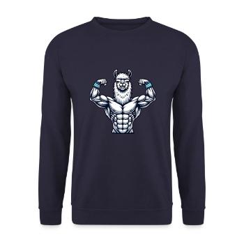 lama alpaga fort musculaire fitness bodybuilder - Sweat-shirt Unisexe - marine - Devant - Alina (178cm) & Michal (187cm)
