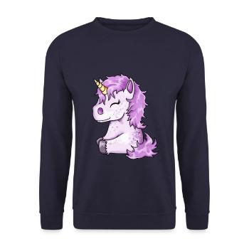 Cute pink unicorn foal - Unisex Sweatshirt - navy - Front - Alina (178cm) & Michal (187cm)