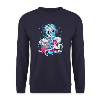 Octopus - zombie - cool sea monster streetwear - Unisex Sweatshirt - navy - Front - Alina (178cm) & Michal (187cm)