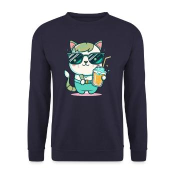Tropical Cat: A Cat Lover's Dream - Unisex Sweatshirt - navy - Front - Alina (178cm) & Michal (187cm)
