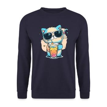 A cat lover's dream - Unisex Sweatshirt - navy - Front - Alina (178cm) & Michal (187cm)