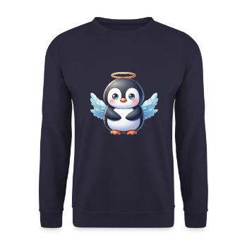 Dessin animé mignon ange pingouin avec halo - Sweat-shirt Unisexe - marine - Devant - Alina (178cm) & Michal (187cm)