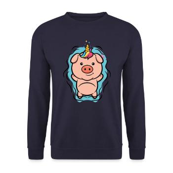 Cadeau d'été cochon cochon licorne cochon - Sweat-shirt Unisexe - marine - Devant - Alina (178cm) & Michal (187cm)