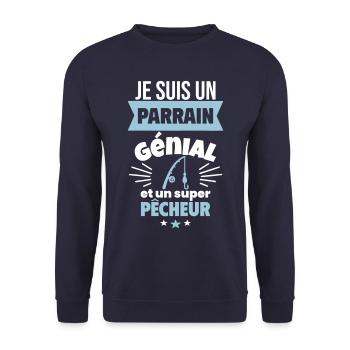 Parrain génial et super pêcheur Pêche Pêcheur - Sweat-shirt Unisexe - marine - Devant - Alina (178cm) & Michal (187cm)