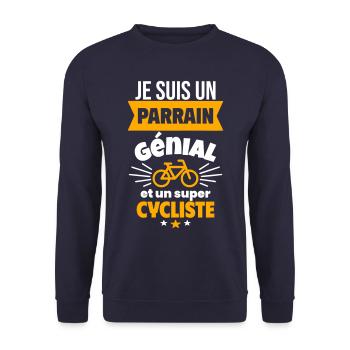 Parrain génial et super cycliste Vélo Cyclisme - Sweat-shirt Unisexe - marine - Devant - Alina (178cm) & Michal (187cm)