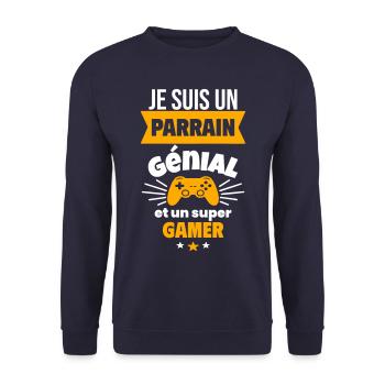 Parrain génial et super gamer Geek Gamer Gaming - Sweat-shirt Unisexe - marine - Devant - Alina (178cm) & Michal (187cm)