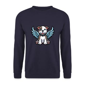 Mignon pitbull avec des ailes d’ange dessin animé - Sweat-shirt Unisexe - marine - Devant - Alina (178cm) & Michal (187cm)