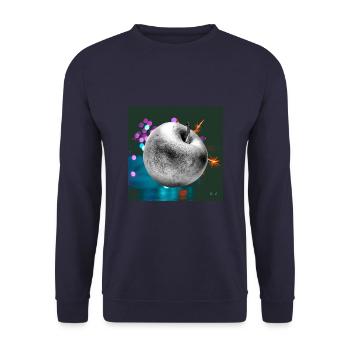 Silber Apfel 0038 - Unisex Pullover - Navy - Vorne - Alina (178cm) & Michal (187cm)
