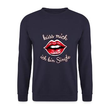 Kiss Me idée cadeau cadeau cool cadeau pour célibataires - Sweat-shirt Unisexe - marine - Devant - Alina (178cm) & Michal (187cm)
