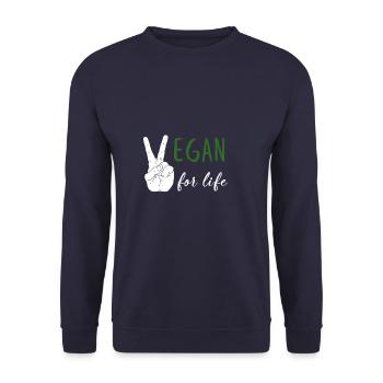 Vegan Designs - Vegan for life - Unisex Pullover - Navy - Vorne - Alina (178cm) & Michal (187cm)