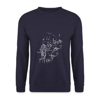 Abstract Design - Line / White - Unisex Sweatshirt - navy - Front - Alina (178cm) & Michal (187cm)
