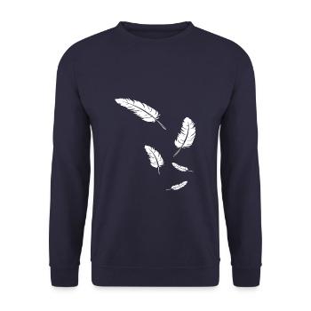 Federn - Symbol / weiß - Unisex Pullover - Navy - Vorne - Alina (178cm) & Michal (187cm)