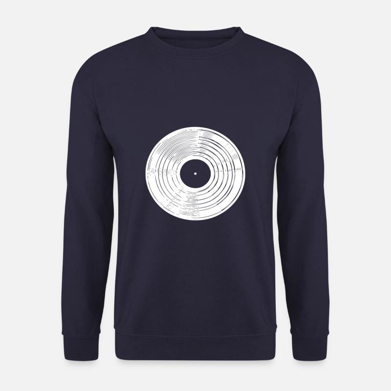 Schallplatte weiß / white - Unisex Pullover - Navy
