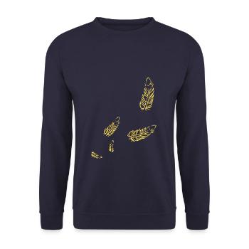 Federn - Symbol / gold - Unisex Pullover - Navy - Vorne - Alina (178cm) & Michal (187cm)