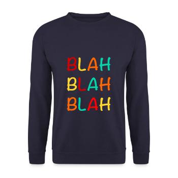 BLAH BLAH BLAH / Sprüche / Trend - Unisex Pullover - Navy - Vorne - Alina (178cm) & Michal (187cm)