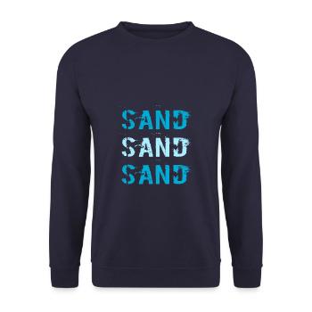 Sand Sand Sand / Sommer / Sprüche / Trend - Unisex Pullover - Navy - Vorne - Alina (178cm) & Michal (187cm)
