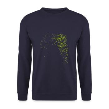Dessin abstrait / ligne / vert / motif / nature - Sweat-shirt Unisexe - marine - Devant - Alina (178cm) & Michal (187cm)