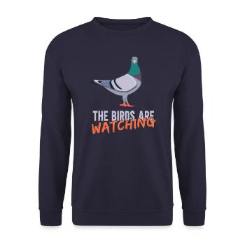 Birds Are Watching - Unisex Sweatshirt - navy - Front - Alina (178cm) & Michal (187cm)